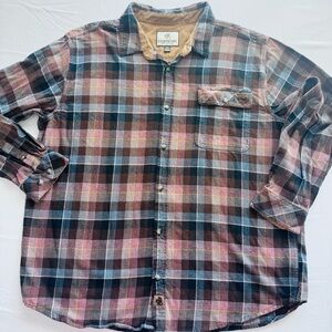 Legendary Whitetails Men's Pink and Blue Plaid Button-Down Shirt, 2XL